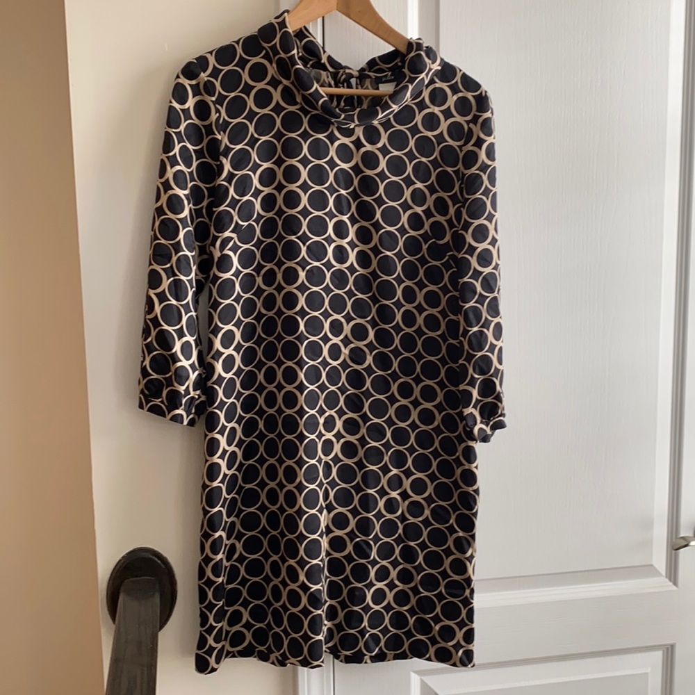 Jcrew silk long sleeve scarf collar dress